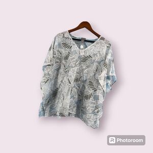 Chico leafly lace Paula v poncho Vetiver sheer coverup blouse nwt